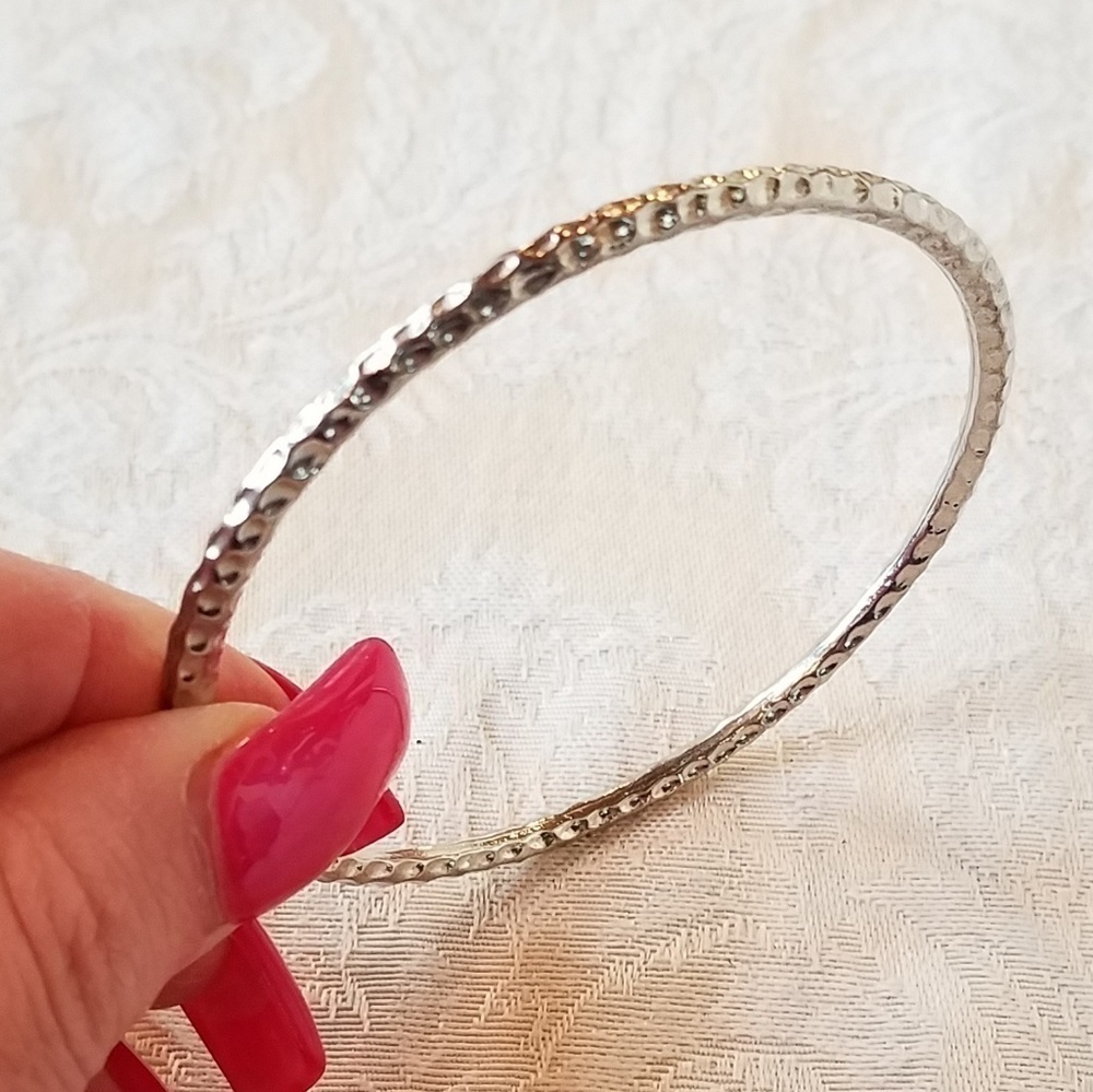 Silver metal bangle set - Picture 4 of 4